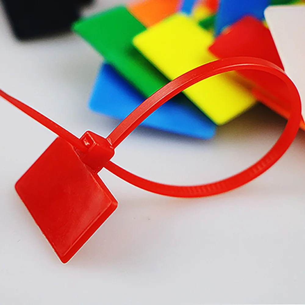 Color Nylon Plastic  Self-Locking Label Cable Tie Outer Label Tag Writable Logo 