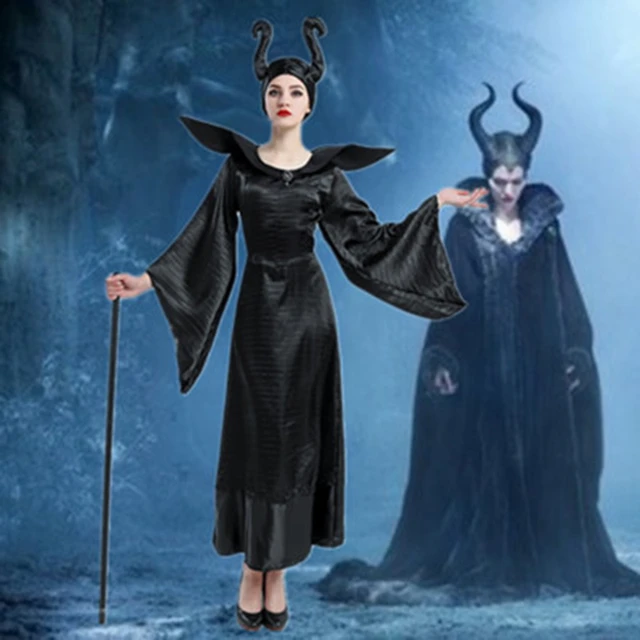 Disfraz de maléfica de la película de Disney para mujer, ropa de Cosplay de  bruja maléfica, traje de casco, disfraces de fiesta de Halloween para mujer  - AliExpress