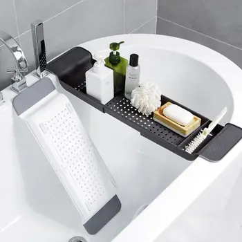 

Bathtub Storage Rack Bath Tray Shelf Shower Tub Bathroom Tools Makeup Bottle Organizer Plastic Kitchen Sink Drain Holder Rack