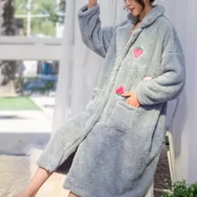 3xl-5xl Robelarge фланелевый кардиган клубника длинный коралловый бархатный топ женский спальный цельный ночной костюм на осень и зиму