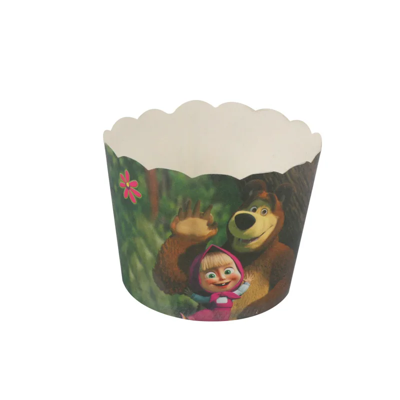 С героями мультфильма «Маша и Медведь» тема, детский душ украшения для детей девочкам непременно понравится День рождения, мероприятие, Вечеринка Бумажные стаканчики и тарелки баннер одноразовая посуда - Цвет: Muffin Cup 25Pcs