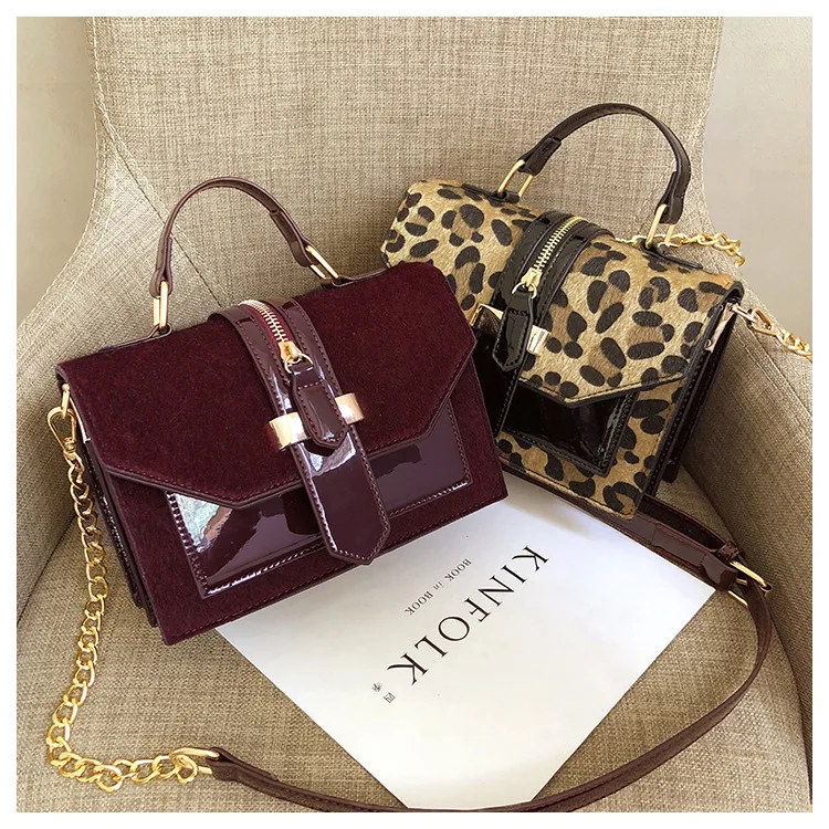 Leopard Print Small Flap Bags Women Bag Over Shoulder Luxury Handbags Women Bags Designer Lady Leather Plush Messenger Bag