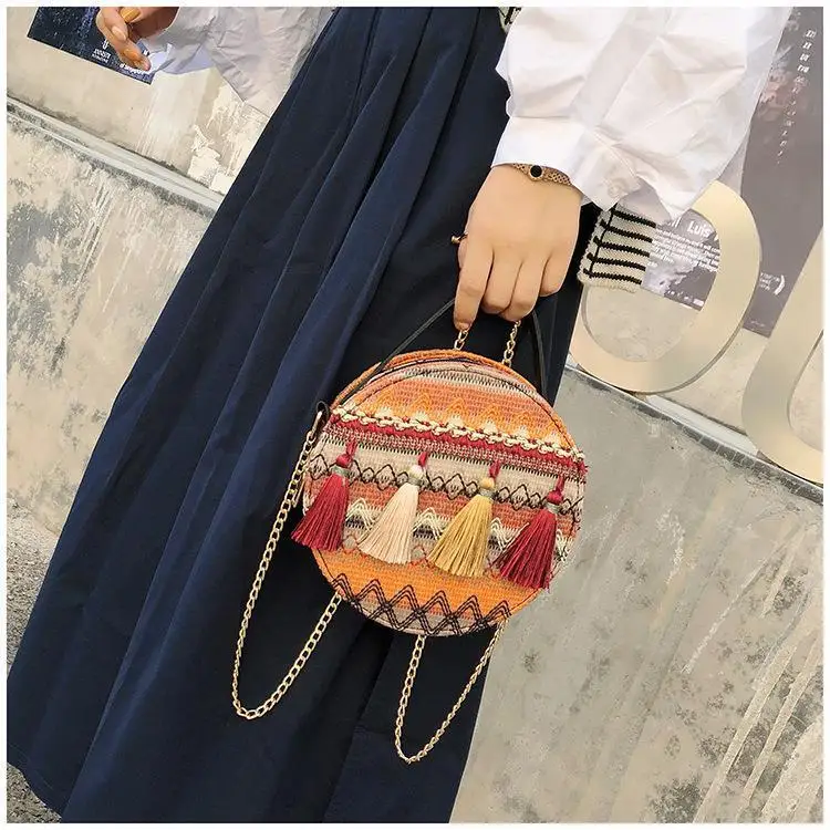 vintage bohemian bag bags chain fringe tassel striped women's handbags purses (17)