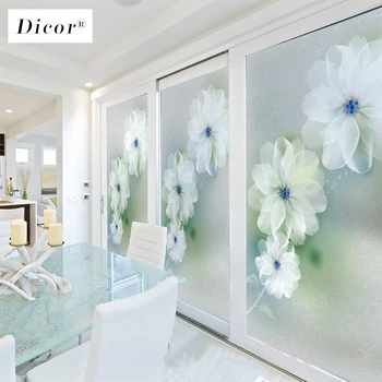 

DICOR No Glue Stained Glass Decorative Film Frosted Opaque Privacy Window Sticker Home Decor Removable Static Cling Decal BLT282