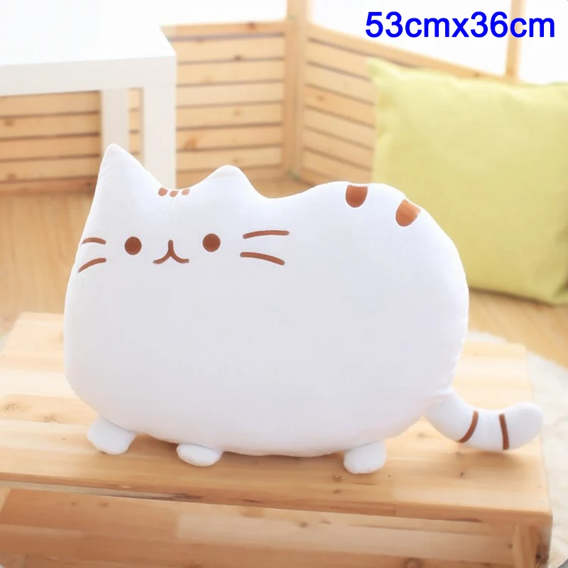 HOT Kawaii Cats Plush Cushion Cute Animal Catty Plush Toy Dolls for Kids Home Decor TI99 - Цвет: 53cmx36cm white