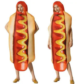 

3D Hot Dog Three-Dimensional Cosplay Costume Halloween Dresses Unisex Sausage Dress