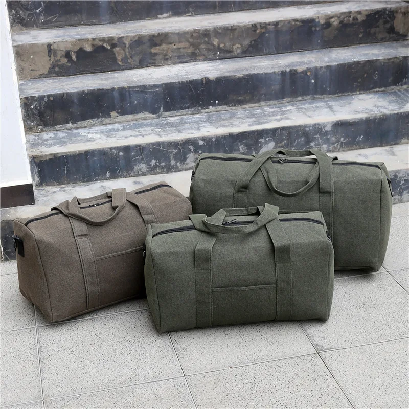 Men Folding Travel Bag Large Capacity Canvas Unisex Luggage Storage Bag Outdoor Portable Shoulder Fitness Duffel