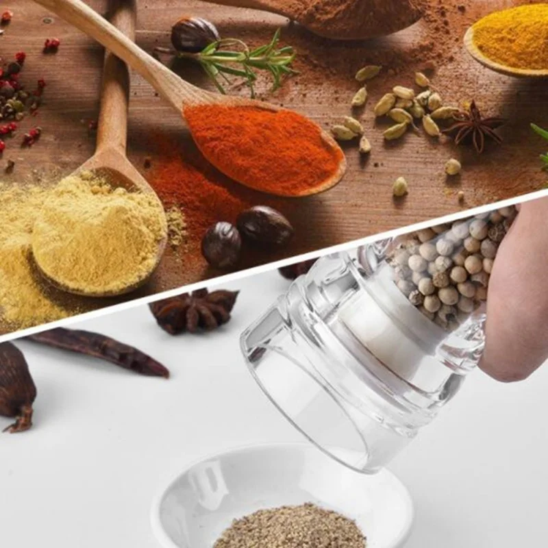 Acrylic Transparent Pepper Grinder Manual Pepper Grinder Ceramic Core Salt Spice Seasoning Bottle For Kitchen