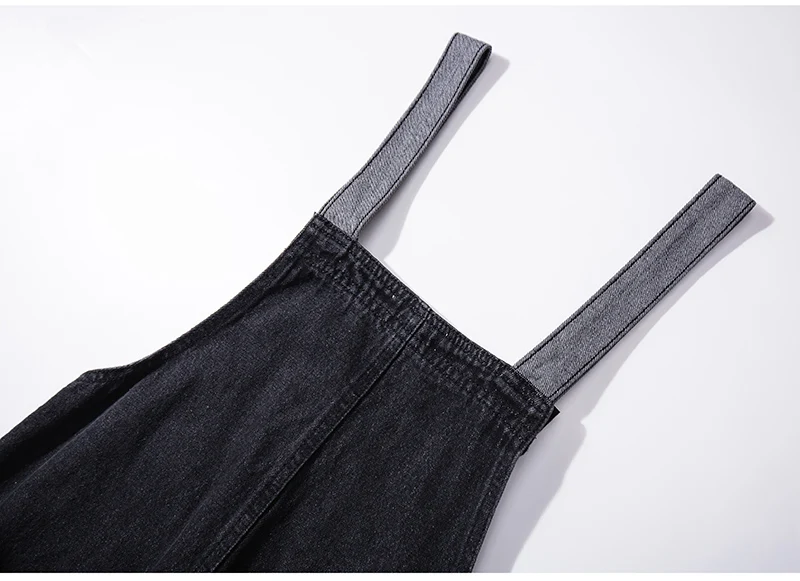 Sokotoo Women's plus big size black denim bib overalls Casual suspenders jumpsuits Loose jeans