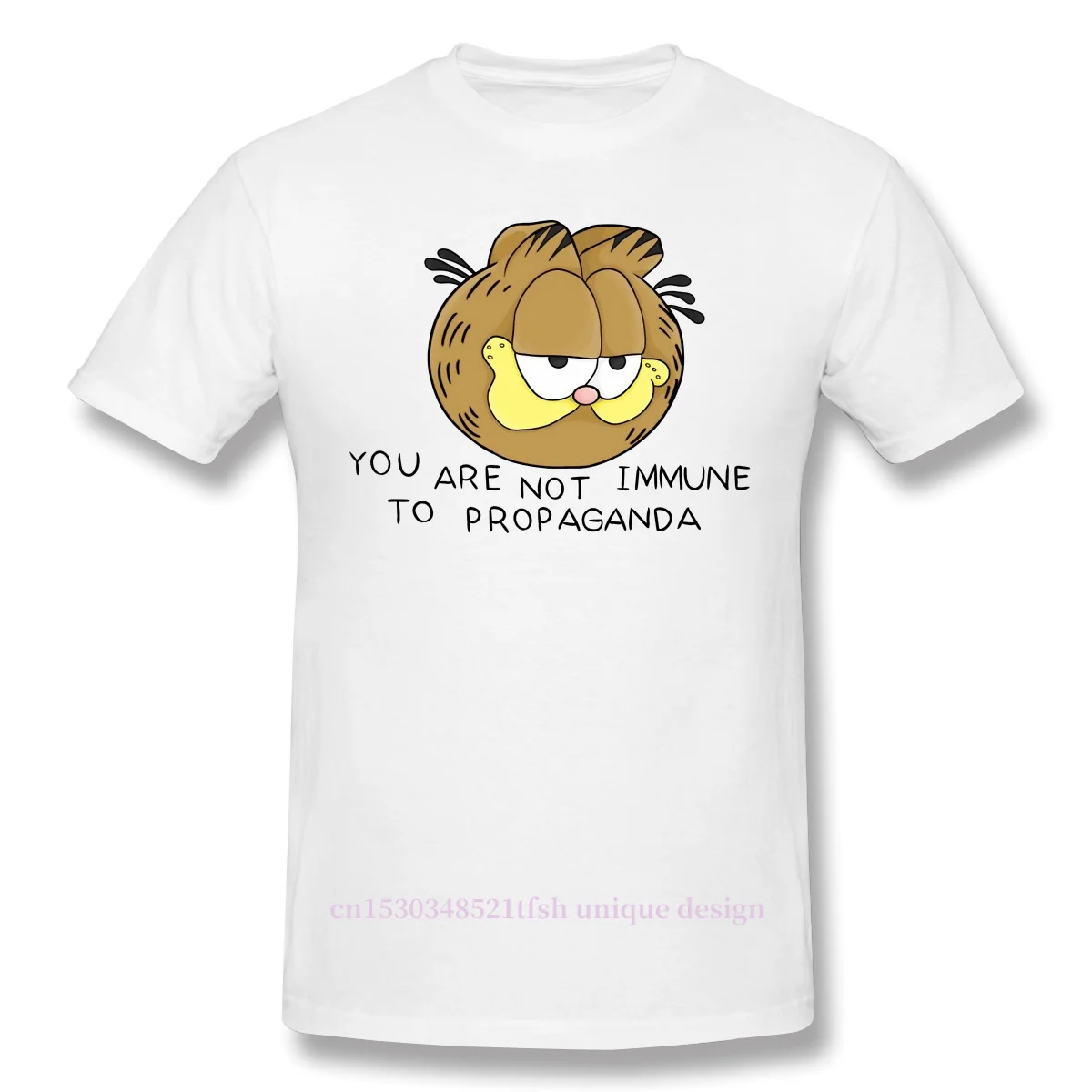 Funny Odie Comic Jon Arlene Pooky 2021 New Arrival T-Shirt You Are Not Immune To Propaganda Unique Crewneck Cotton for Men | Мужская