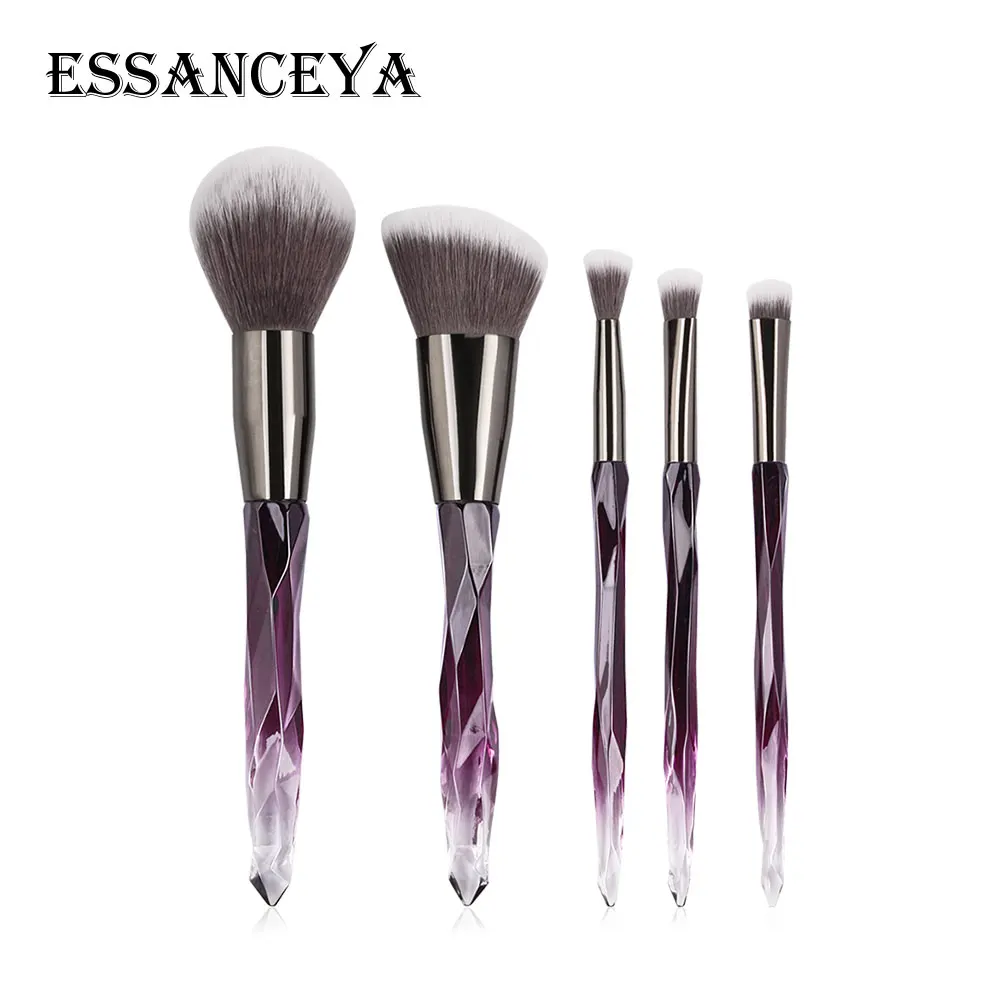 ESSANCEYA, 5/10 шт, набор профессиональных кистей для макияжа, красочные кисти для макияжа с бриллиантами, основа для макияжа, тени для век, косметические инструменты - Handle Color: 5 pcs
