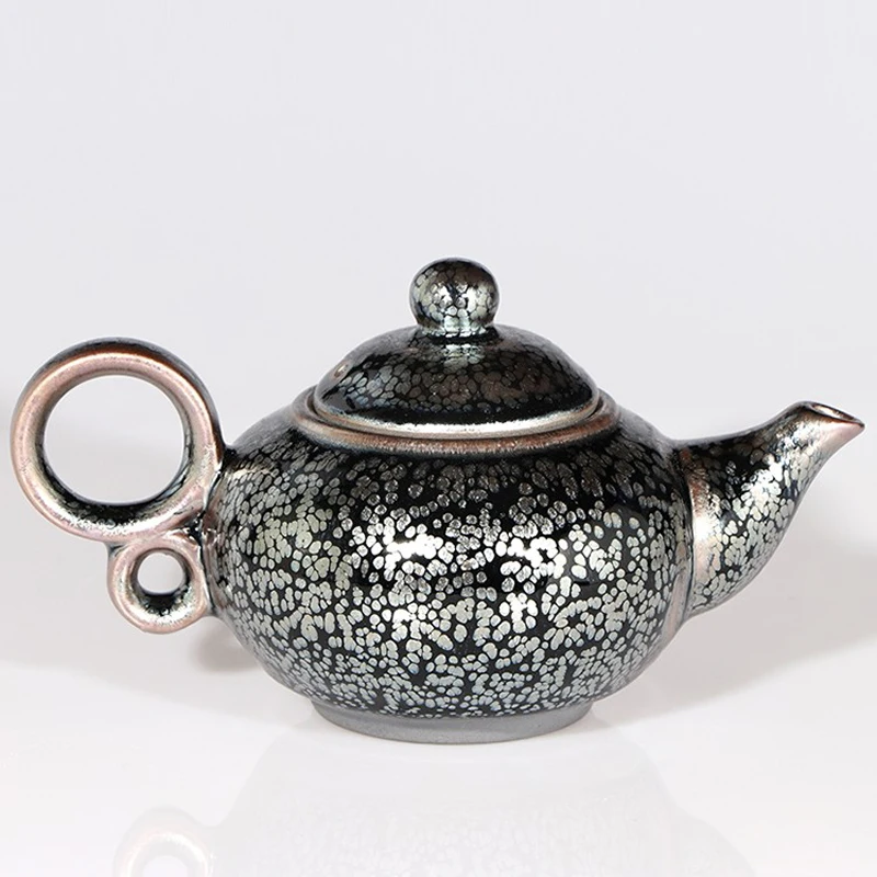 

250ML High-grade Tenmokus Teapot Tea Pot with great Yuteki Glaze Porcelain Coffee Pot Kettle Pot Giftbox+certificate/Jianzhan