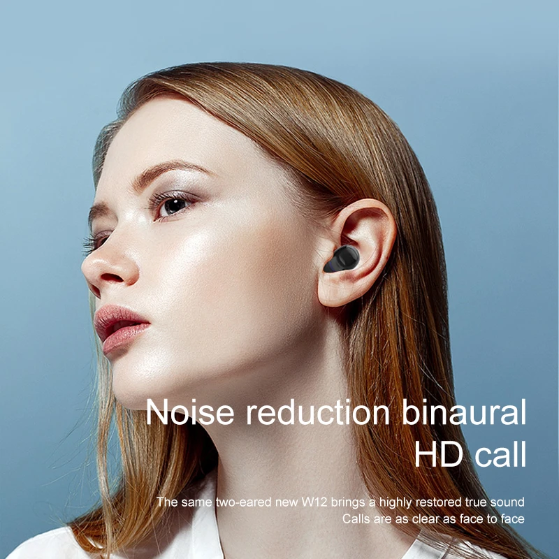 W12 Wireless Mini Bluetooth Headphone 5.0 Sport Waterproof Headset Portable Charging Box Music Earphone For Wearable Devices
