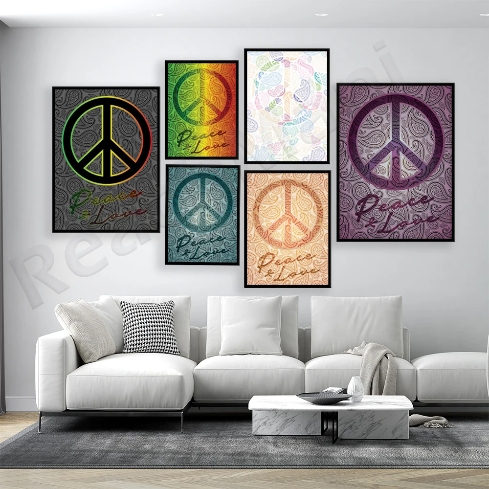 

Paisley Peace and Love Prints Canvas Printed Wall Unique Gift Decoration Poster