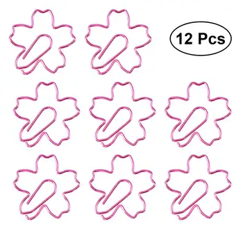 

12pcs Metal Paper Clips Note Photo Sign Clips Bookmark Clips for Home School Office Binding Supplies (Flower)