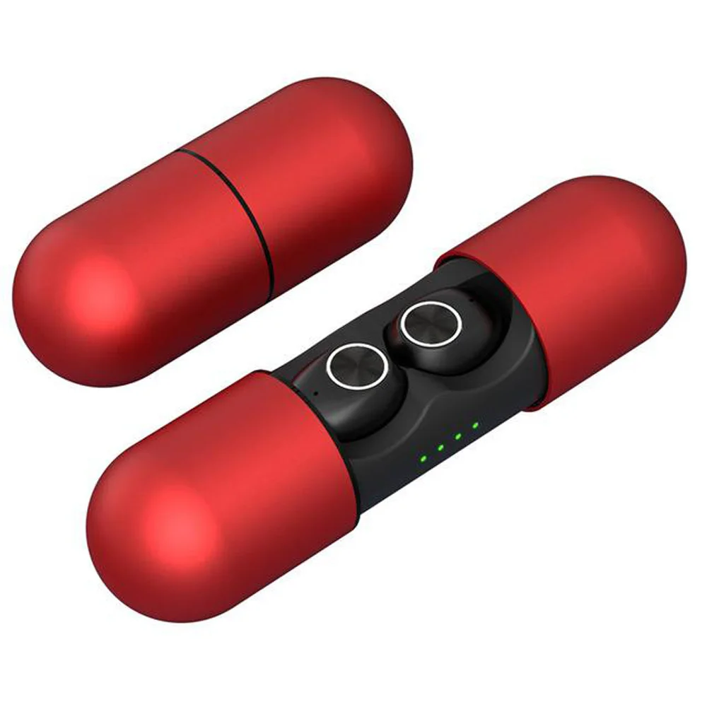 Red Бинауральные Bluetooth 5,0 наушники гарнитура V8 Спортивные Беспроводные наушники+ зарядная коробка абсолютно новые и высококачественные - Цвет: Red