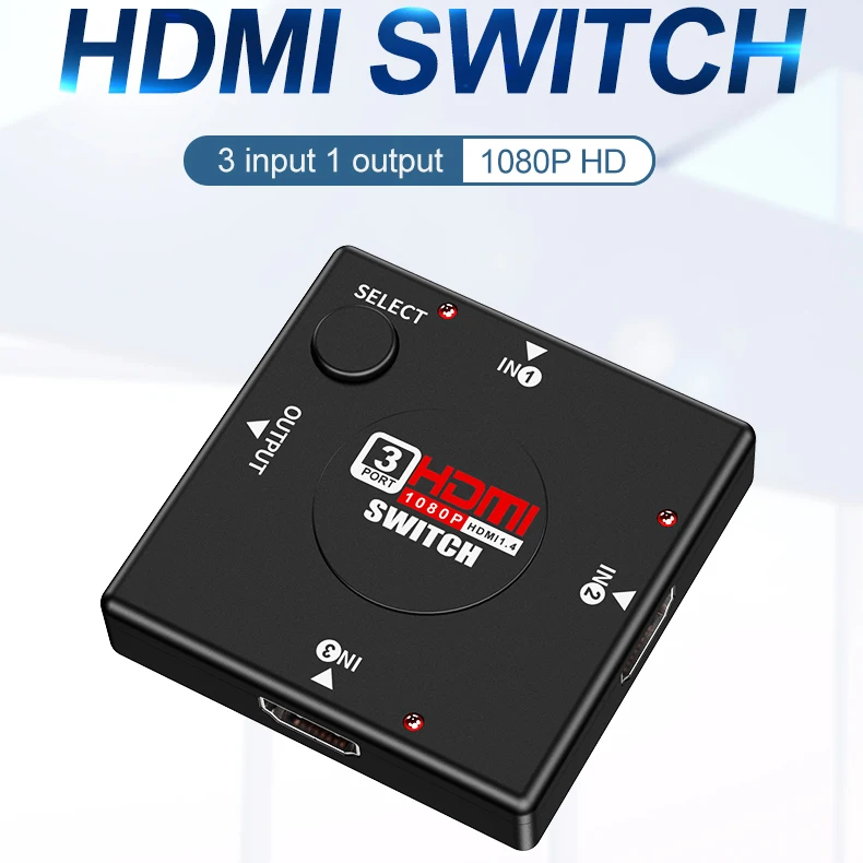 Мини Hdmi переключатель 3 устройств до 1 телевизора коробка позиционный 1080P в выход разветвитель Поддержка