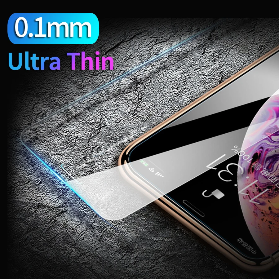 2.5D Ultra Thin 0.1mm 9H Anti Fingerprint Screen Protector Film Tempered Glass for iPhone X XS