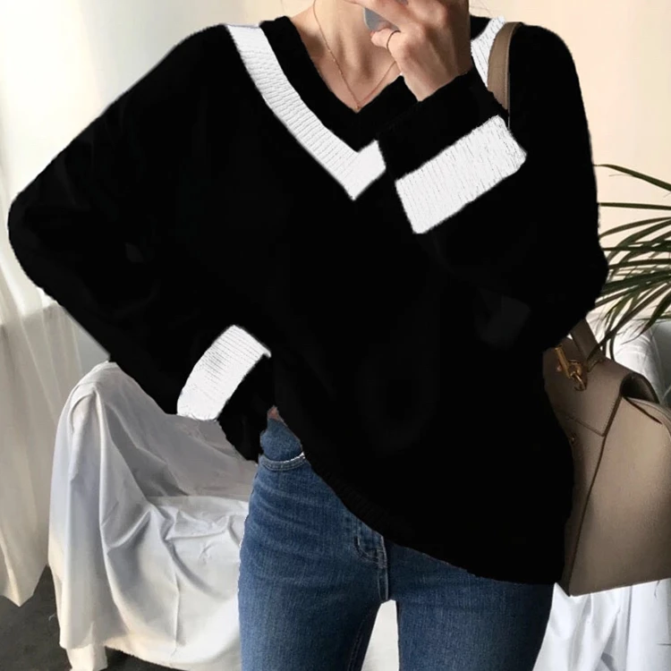 Fannic осень зима женские свитера черный белый пуловер корейский стиль минималистичный Повседневный офисный женский