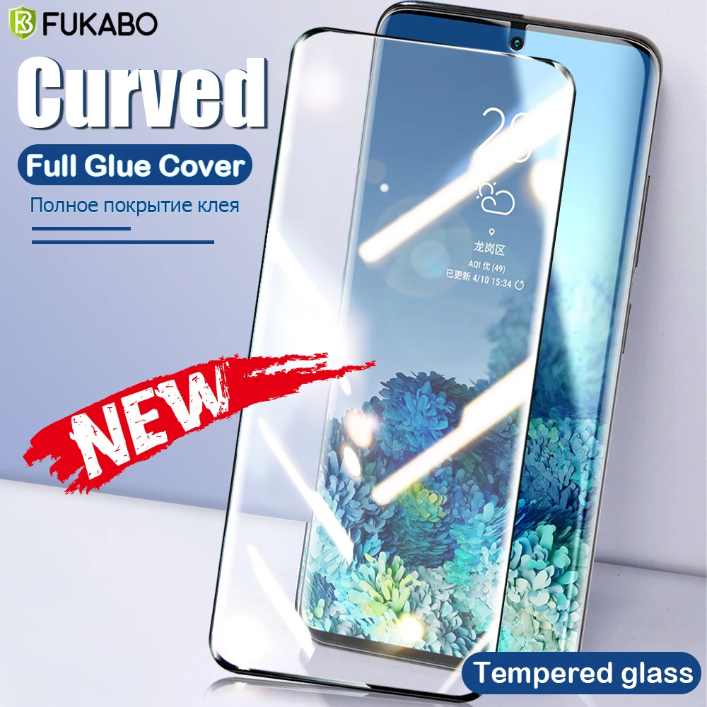 Vidrio cristal templado curvo para Samsung Galaxy Note 20 Ultra Protector de pantalla para 10 Plus S20 S10 S9 S8 9 8 Jelly pegamento completo película de cubierta