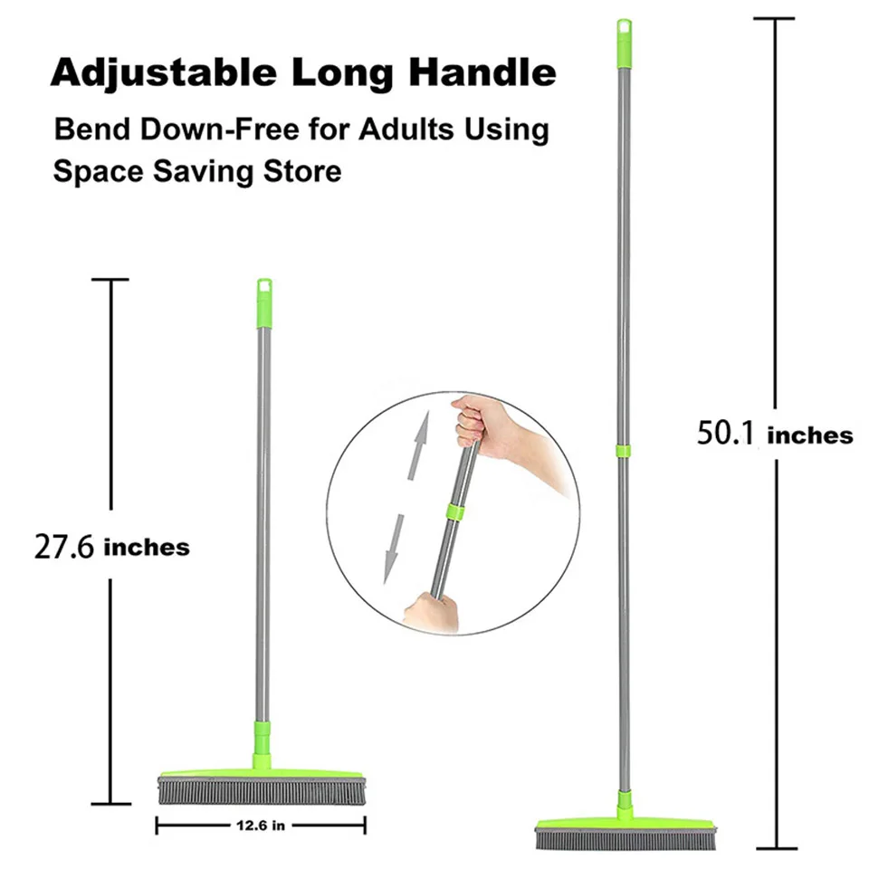 Длинный толчок резиновая щетина метлы уборочная машина Ракель не царапается щетина метла для домашних животных кошка собака шерсть ковер деревянные окна чистая