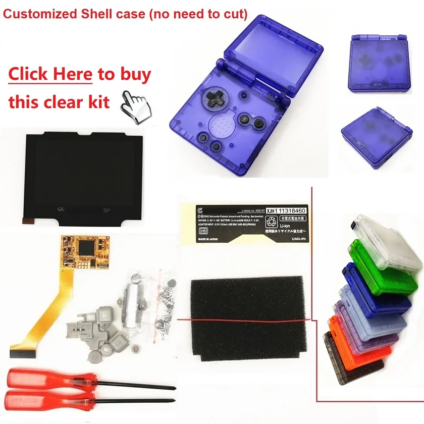 V2 Ips Screen Lcd Kits For Gba Sp Backlight Lcd Screen 5 Levels Brightness V2 Screen For Gba Sp Console And Pre Cut Shell Case Replacement Parts Accessories Aliexpress