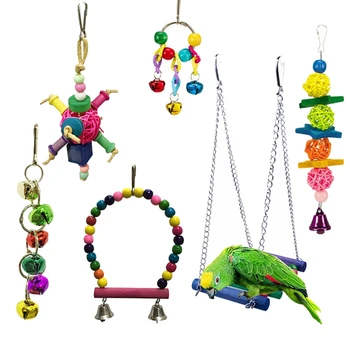 

Pets Parrot Toys Bird Ladder Swing Wooden Exercise Rainbow Hamster Parrot Parakeet Ladder Hamster Toy A