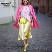 Облегающие Женские атласные юбки для дам, юбка для девушек, элегантные вечерние, гладкая одежда, женские, с завышенной талией, женские юбки, Офисная подошва