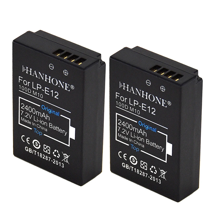 

2PCS 2400mAh High Capacity Standard LP-E12 LPE12 LP E12 Camera Battery for Canon EOS 100D Kiss X7 Rebel SL1 EOS M10 DSLR Digital