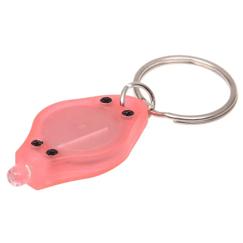 

Pocket-Size Pink Casing White LED Light Flashlight w Keychain