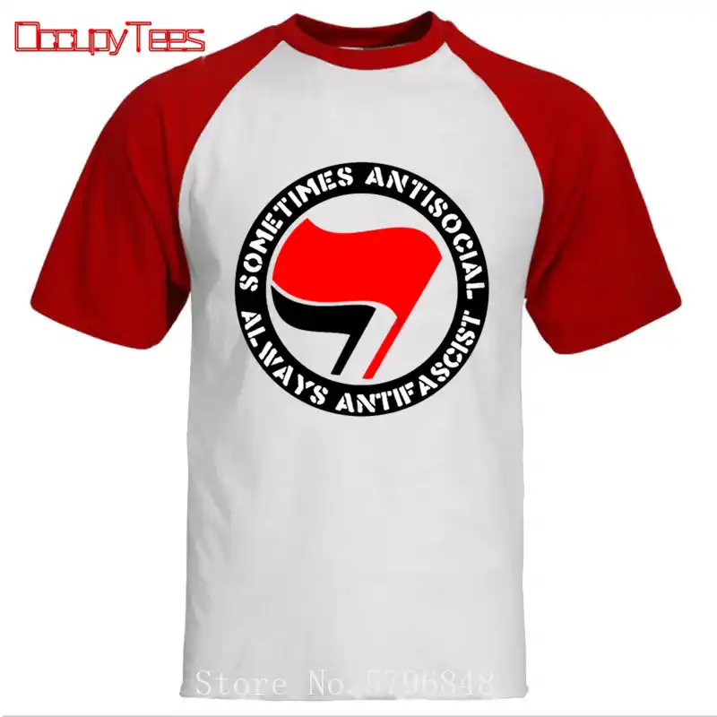 Antifa Symbol T Shirts Men Sometimes Antisocial Always Antifascist T Shirt Antifascism Socialist Leftist Antifa Flag Logo Tshirt T Shirts Aliexpress