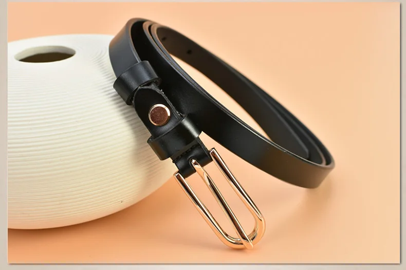 Модный винтажный 1,5 см тонкий женский/женский тонкий кожаный ремень в Корейском стиле с маленьким золотым галстуком с пряжкой для платья джинсы