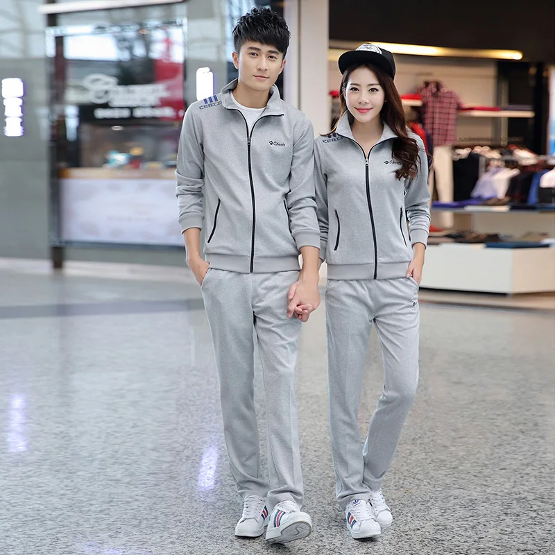 

2019 Autumn New Style Couples Sports Cardigan Suit Men's Spring And Autumn Large Size Casual Running Sports Clothing Women's Two