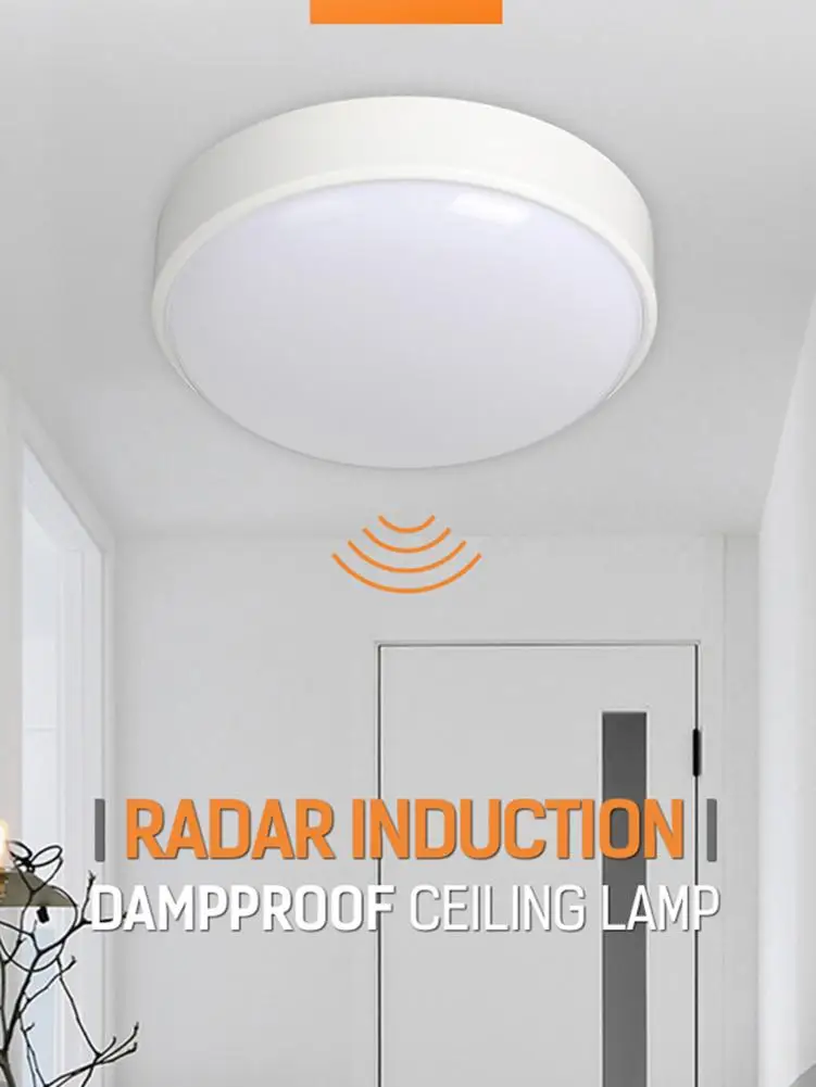 

20W LED Ceiling Light Motion Sensor Lightweight Moisture-proof 6000K Ceiling Lamp For Hallway Warehouse Garage Porch Basement