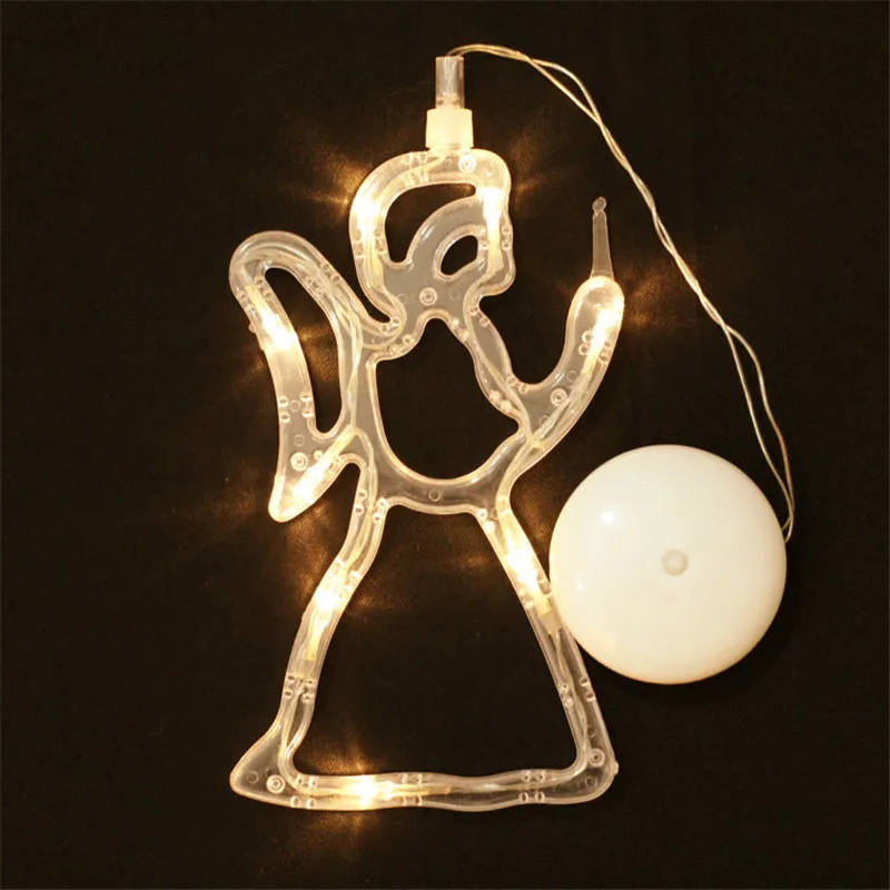Window Sucker Holiday Lamp Deer Bell Stars Christmas Decor Holiday Lighting Battery Led For Xmas New Year DIY Warm White Lamp