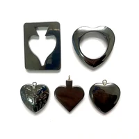 Natural Stone Sculpture Heart Love Hollow Out Hematite Necklace Charms Pendant Bracelets Bangles Jewelry DIY Making for Women 1