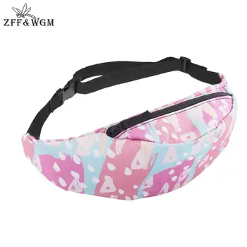 

ZFF&WGm 3D Print Belt Bag Women Luxury Fashion Men Fanny Pack Waist Belt Bag Pink Zipper Mobile Phone Waist Bag For Men Leather
