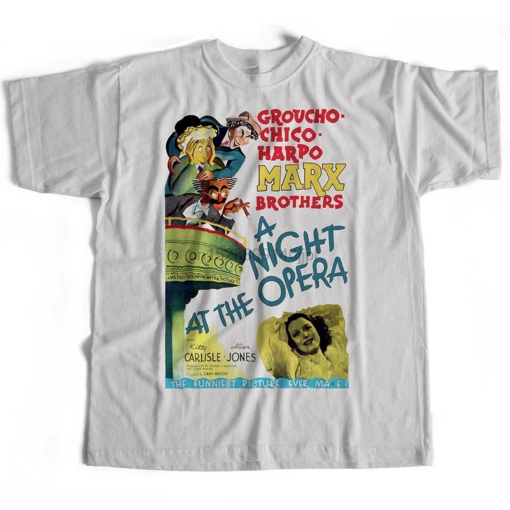 Футболка с надписью The Marx Brothers-постер A Night At Opera хлопковая Праздничная футболка