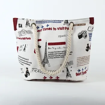 

Women's Beach Letter Printing Handbags Reusable Women Canvas Tote Bags Shoulder Bags High-Quality Large capacity Shopping Bag