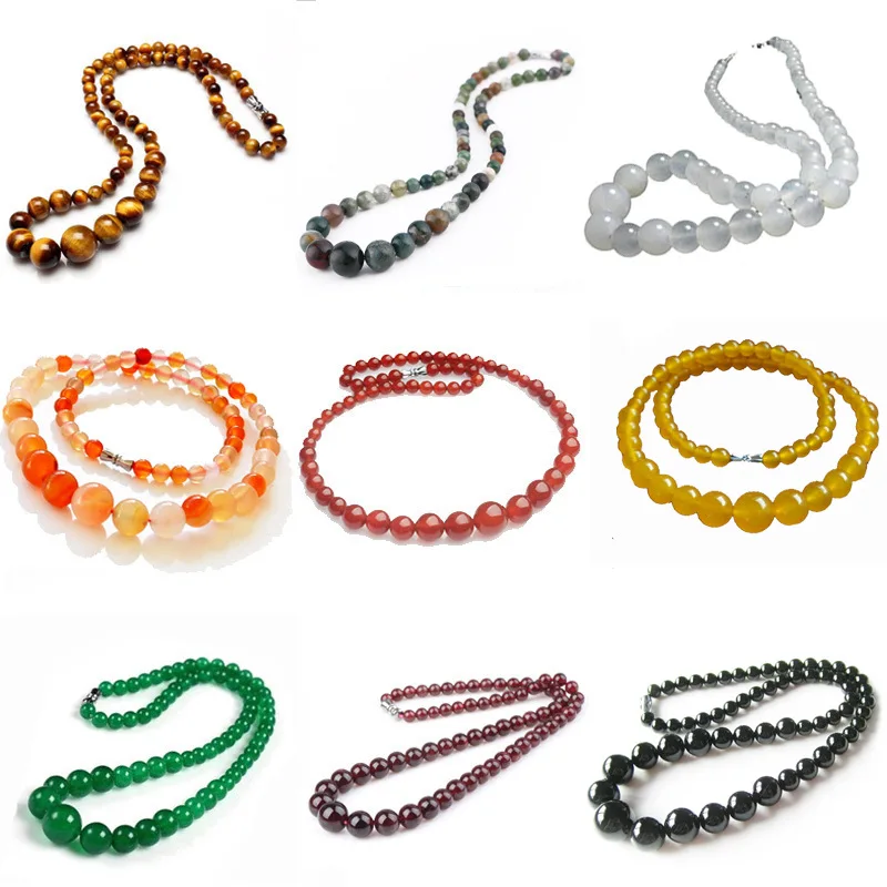 Ожерелье из натурального агата 6 14 мм Ювелирное Украшение Jadeite модные