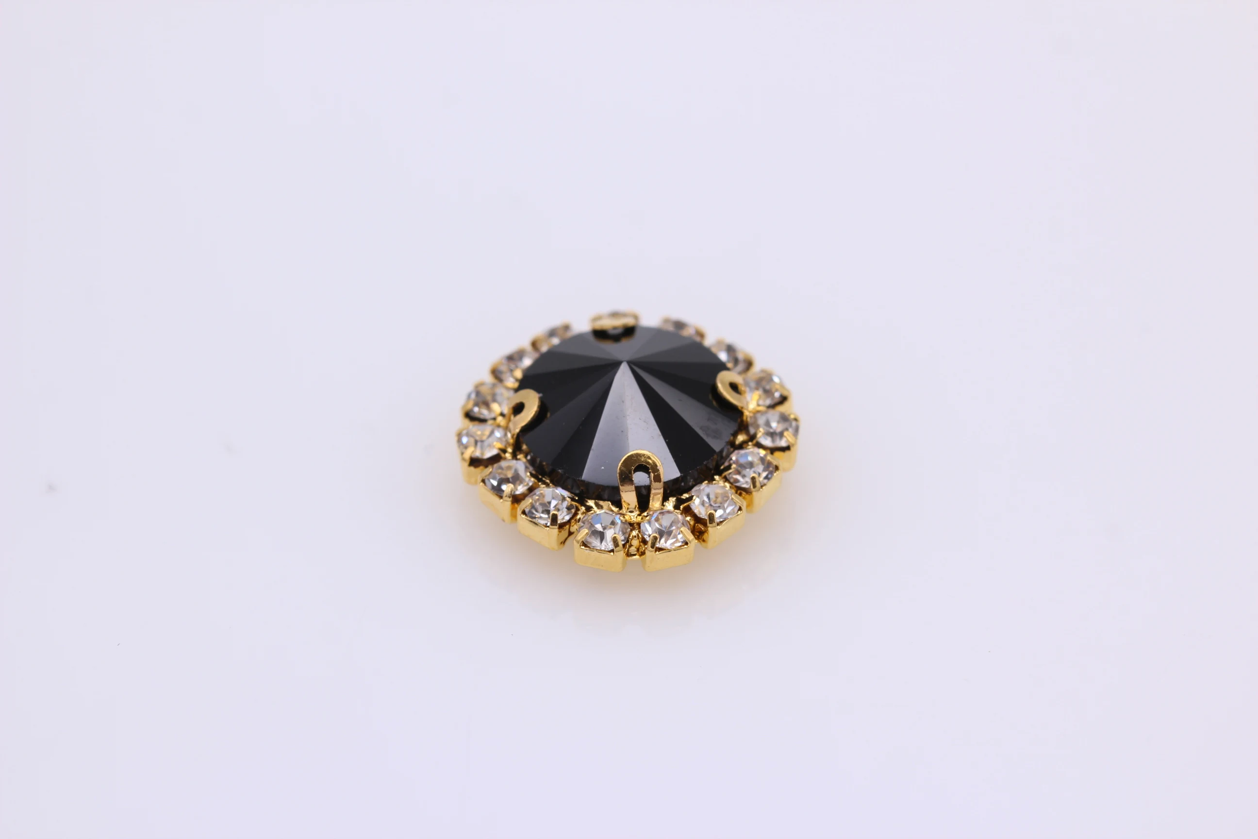 Все размеры цвета круглые Rivoli Кристалл шитье на Необычные граненые камни с кристальной цепочкой золотая металлическая чашка кристалл diy сумки для платья - Цвет: black