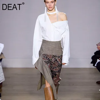 

DEAT 2020 new spring and summer fashion women clothes halter collar full sleeves cotton shirt female blouse WK42100l