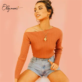 

Prowow New Fashion Style Black White Spring Autumn Slash Neck Women Sweater Backless Thread Knit Long Sleeves Women Clothes