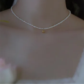 

Peri'sbox Gold Beads Charm Pearl Choker Natural Freshwater Pearl Choker Necklaces for Women 925 Sterling Silver Vintage Necklace