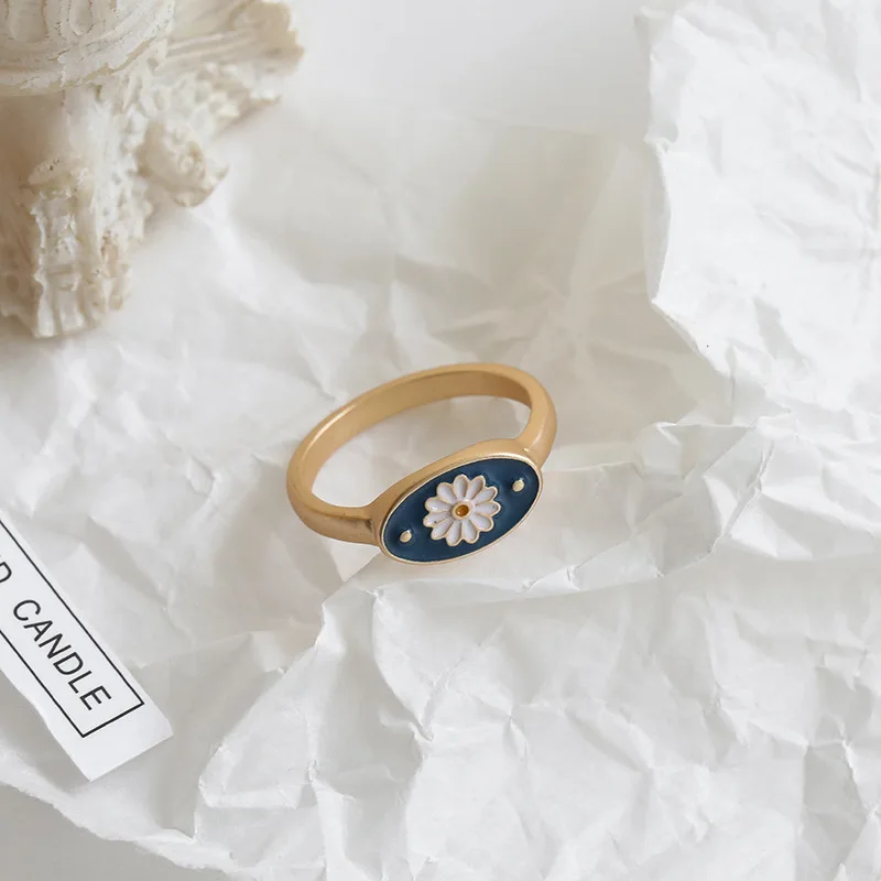 Anillo Vintage con margaritas para mujer, sortija con margaritas, estilo coreano, flor de ciruela, pequeño, para fiesta, parejas, plantas, regalo