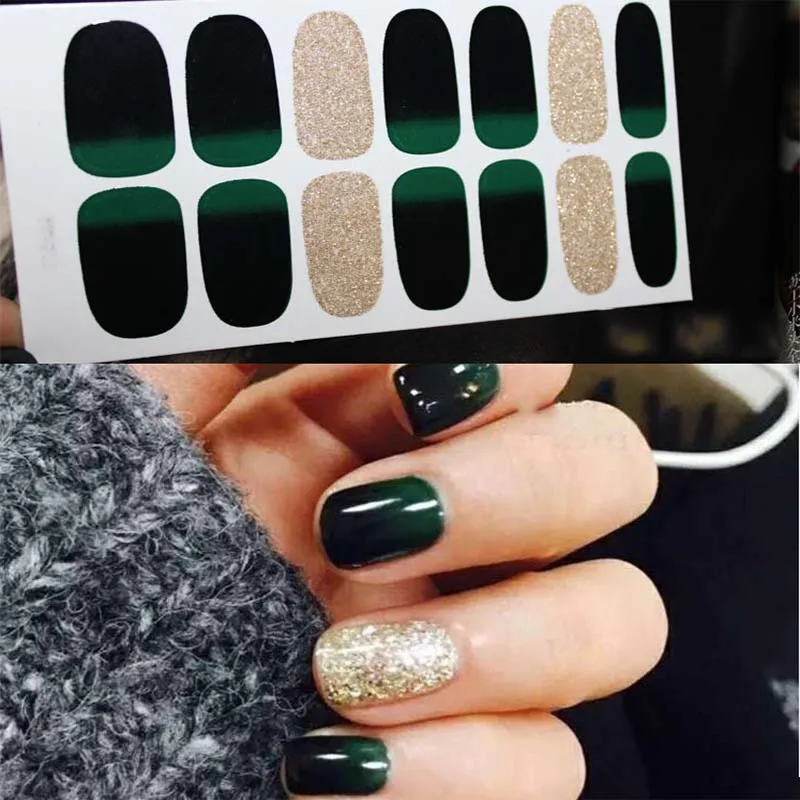 

Nail Art Sticker Designed Full Wraps Shiny Decals Multicolor Nail Stickers Strips DIY Salon Manicure D32