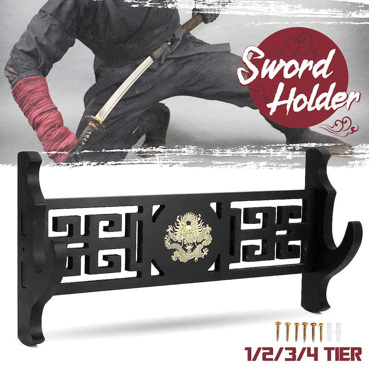 Japanese Samurai Sword Katana Tanto Holder Stand Bracket Assembly Rack 1~4 Tier 