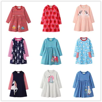 

Baby girls long sleeves dresses kids girls cotton clothes spring autumn dresses baby girls Unicorn rainbow children's dresses