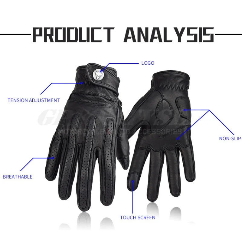 Summer Motorcycle Gloves Leather Men 