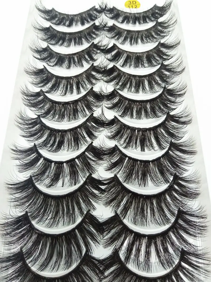 10 пар/компл. макияж Natural3DVolume норки искусственные завитые ресницы крест длинный толстый ресницы серо-коричневого цвета Мягкая ручной наращивание ресниц - Цвет: 112